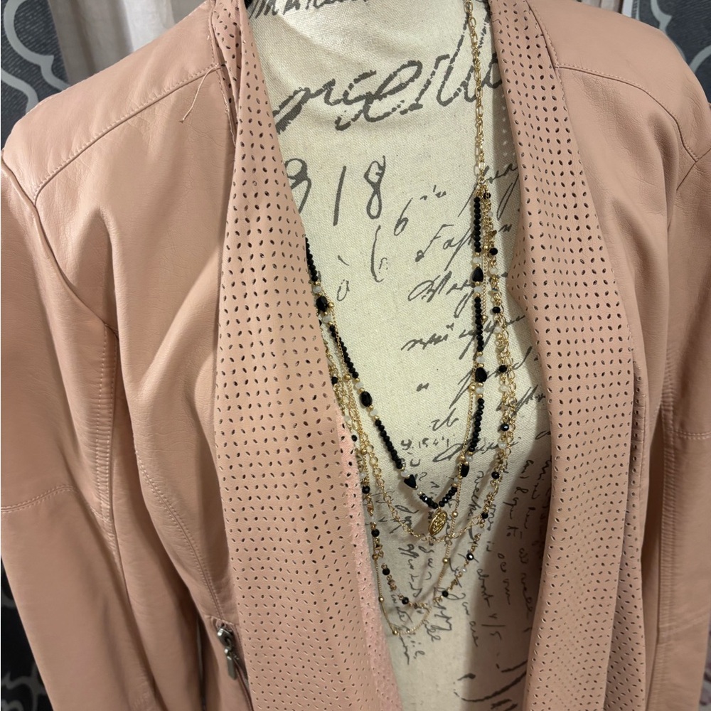 Faux leather Open Front Jacket